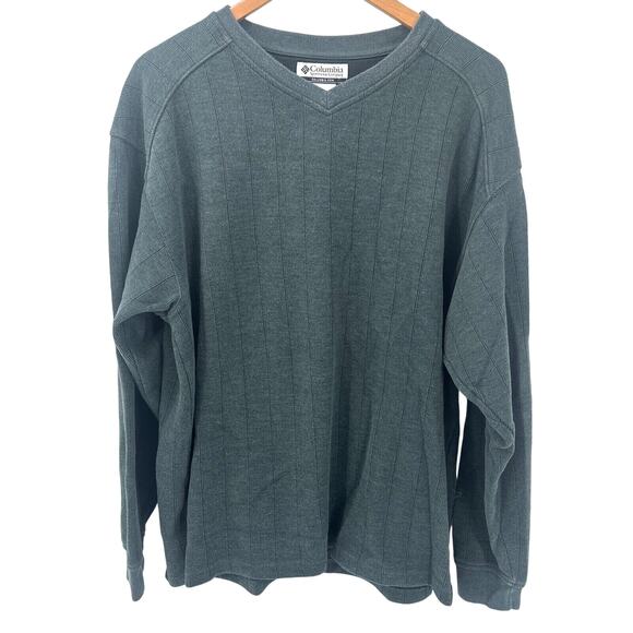 Columbia Sweater Mens XL V-Neck Long Sleeves Pullover Dusty Teal Green - Picture 1 of 7